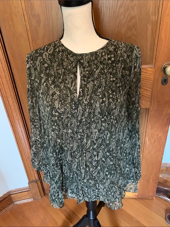 Shoshanna Tops - Shoshanna Green Paisley Long Sleeve Peasant Blouse